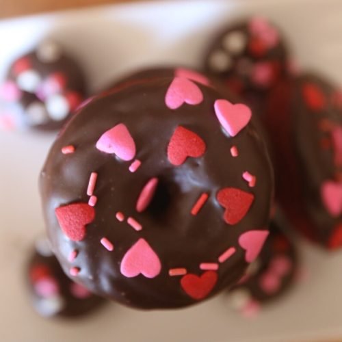 Baked Red Velvet Donuts with Chocolate Frosting