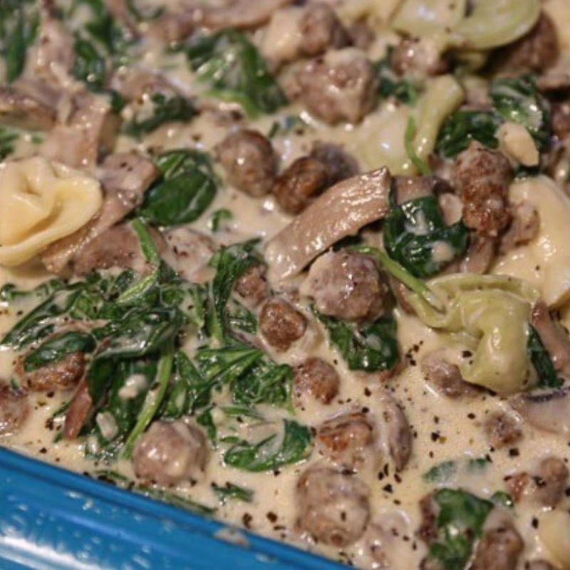 Creamy Sausage Pesto Tortellini