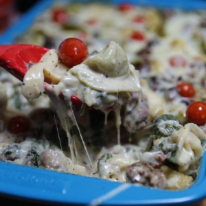 Creamy Sausage Pesto Tortellini