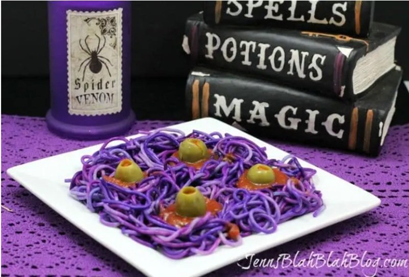 Purple Spaghetti a Spooktacular Dish 11 Purple Monster Spaghetti Halloween Recipe