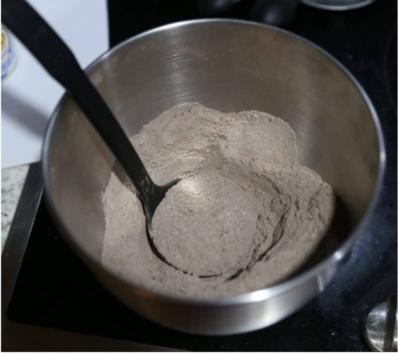 Mexican Hot Chocolate Breakfast Pancake Bake 12 dry ingredients in a bowl