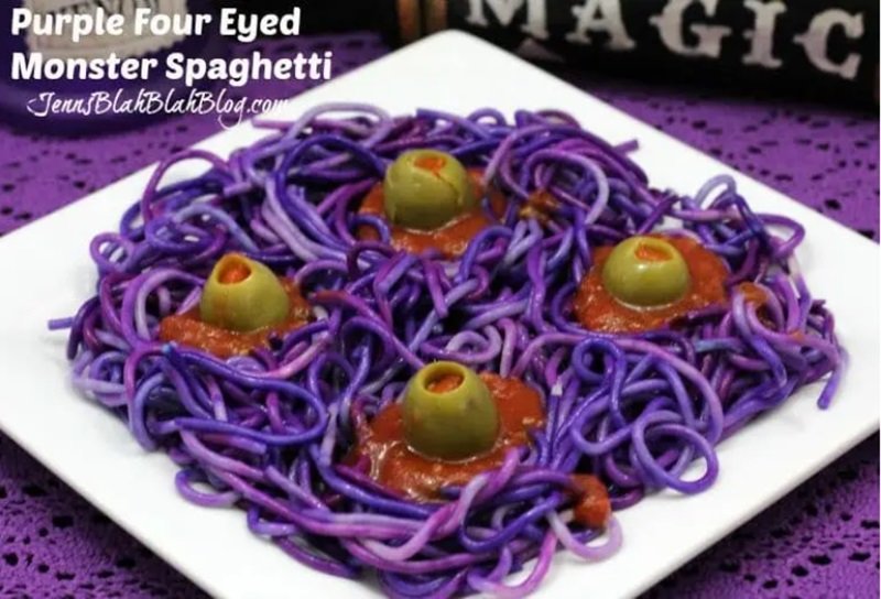Purple Spaghetti a Spooktacular Dish 12 Purple Monster Spaghetti Halloween Recipe
