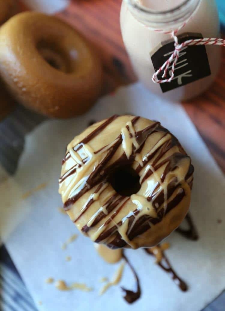Baked Chocolate Chip Cake Donuts with Peanut Butter Glaze 17 Baked Chocolate Chip Cake Donuts with Peanut Butter Glaze