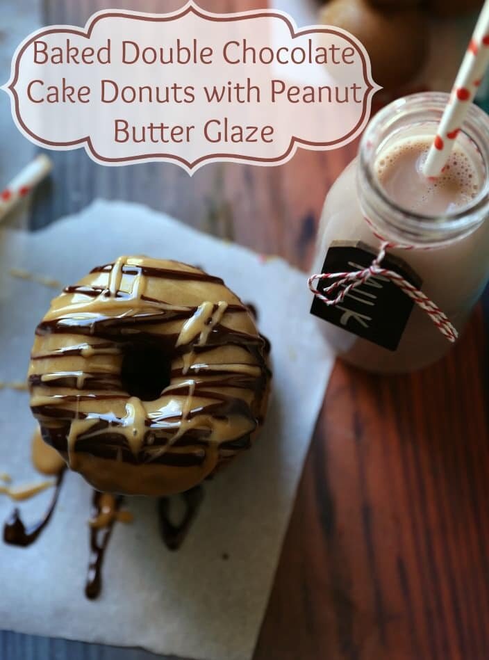 Baked Chocolate Chip Cake Donuts with Peanut Butter Glaze 10 Baked Chocolate Chip Cake Donuts with Peanut Butter Glaze