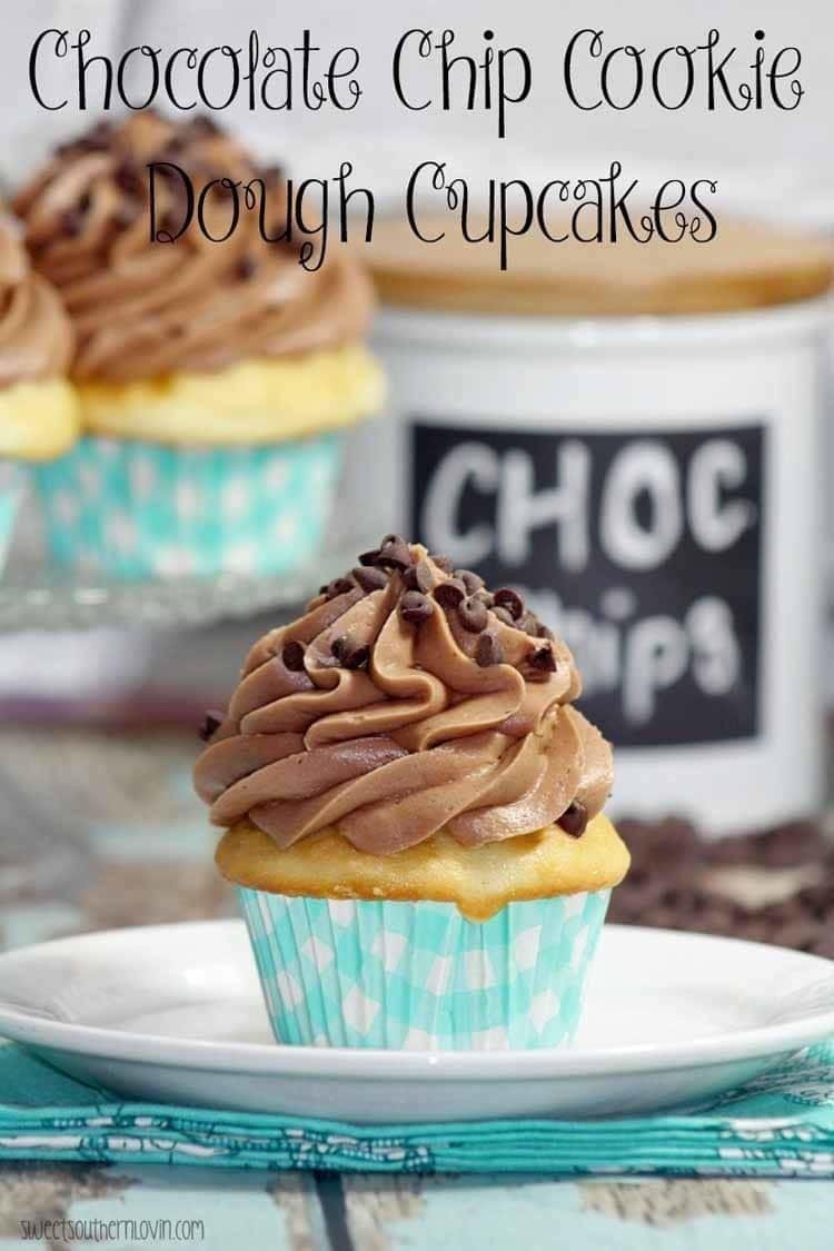15 Delicious Desserts Round Up 18 Chocolate Chip Cookie Dough Cupcakes