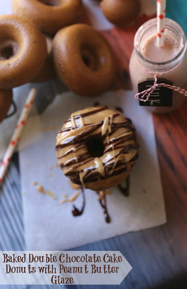 Baked Chocolate Chip Cake Donuts with Peanut Butter Glaze 18 Baked Chocolate Chip Cake Donuts with Peanut Butter Glaze