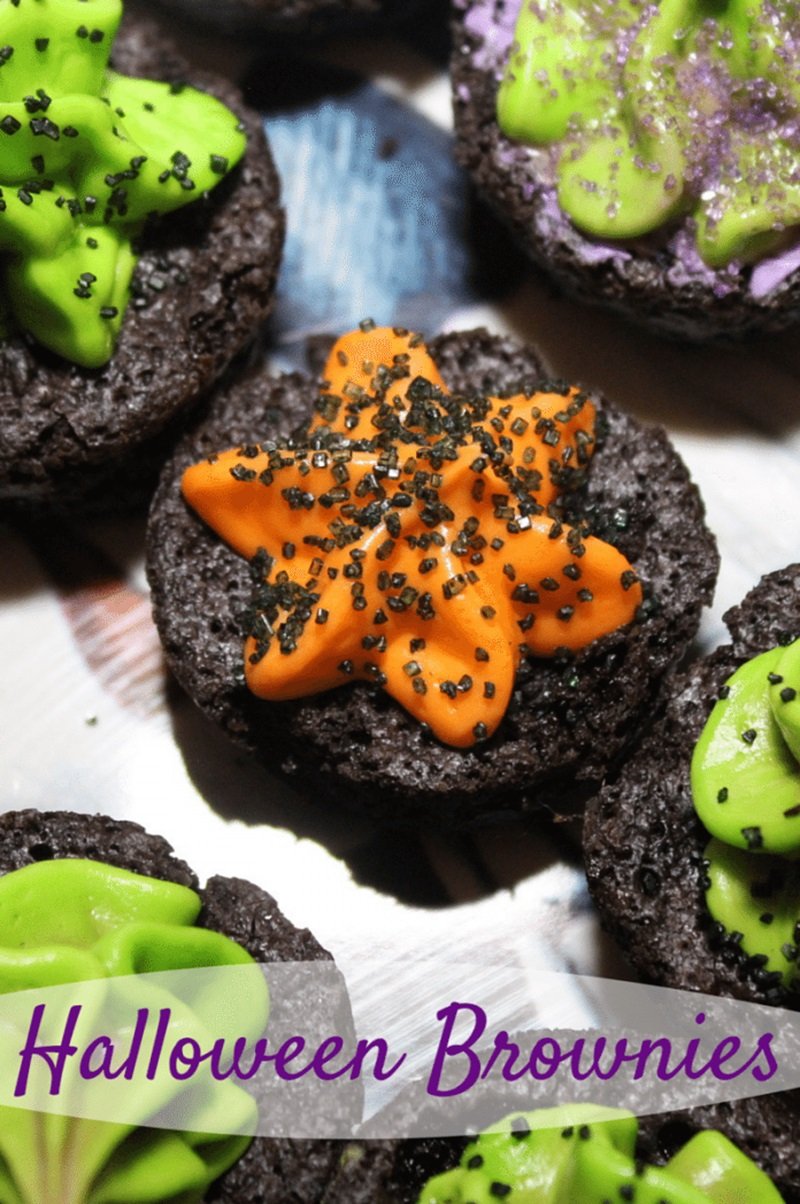 Brownies with green and orange Frosting