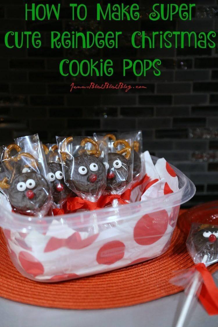 How to Make Reindeer Christmas Cookie Pops 19 Reindeer Christmas Cookie Pops in Rubbermaid container