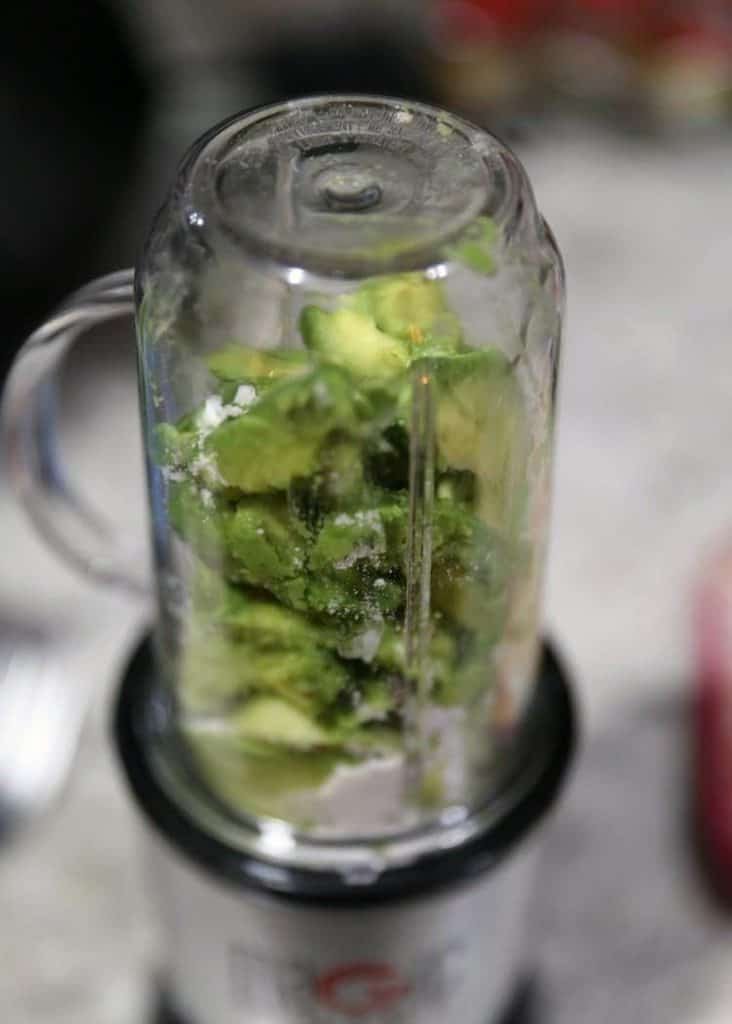avocado in bullet mixer