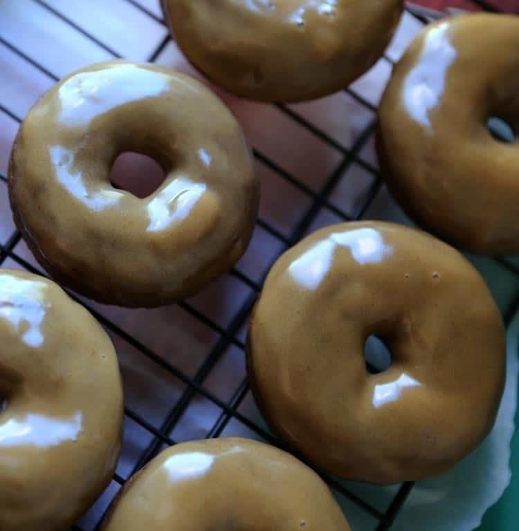 Baked Chocolate Chip Cake Donuts with Peanut Butter Glaze 16 Baked Chocolate Chip Cake Donuts with Peanut Butter Glaze