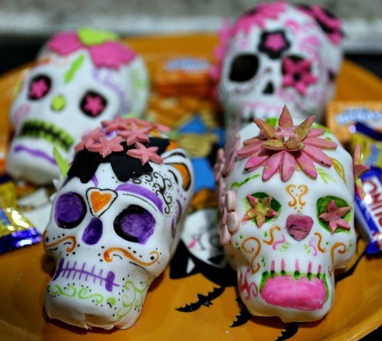 DIY Day of the Dead Candy Stuffed Sugar Skull Cakes