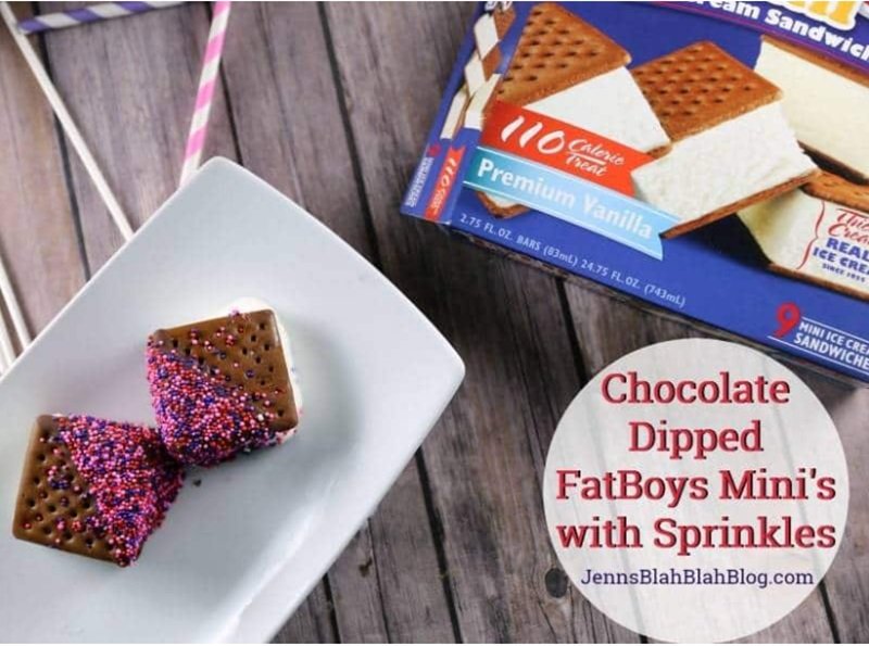 Chocolate Dipped FatBoys Mini's Ice Cream Sandwiches with Sprinkles 14 Chocolate Dipped FatBoys Mini's Ice Cream Sandwiches with Sprinkles