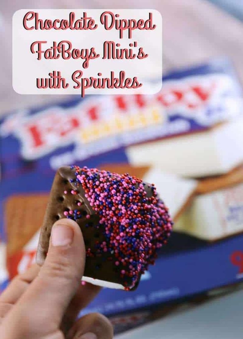 Chocolate Dipped FatBoys Mini's Ice Cream Sandwiches with Sprinkles 13 Chocolate Dipped FatBoys Mini's Ice Cream Sandwiches with Sprinkles