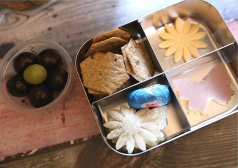 Lunch Box Ideas: Flowers & Butterfly Lunch Box 12 flower and butterfly shaped sandwich in lunchbox with baby bell cheese