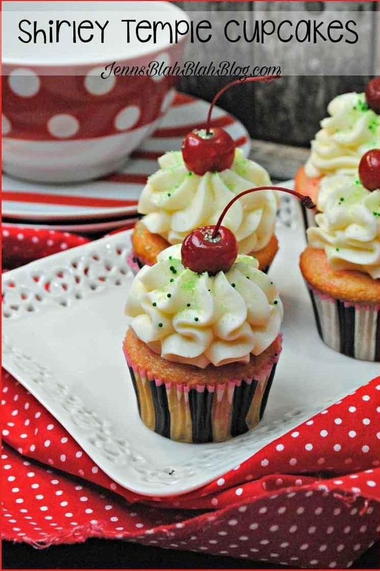 Shirley Temple Cupcakes with Lime Frosting