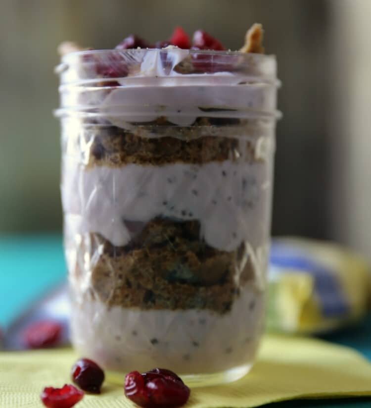 Blueberry Cranberry Yogurt Parfait with Chia Seed