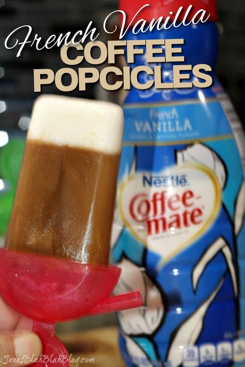French Vanilla Coffee Popsicles with French vanilla creamer in background