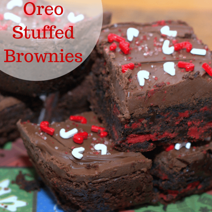 Christmas Oreo Stuffed Brownies 12 Brownies stuffed with Christmas oreo cookies