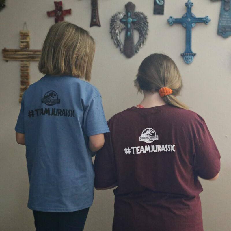 Hard-Boiled Dinosaur Eggs for Jurassic World Movie Night 13 jenn brockman girls showing back of shirts that sy #teamjarassic