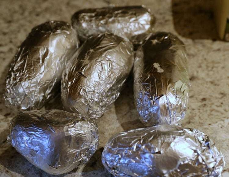 Twice Baked Potato Salad Recipe 13 potatoes wrapped in aluminum foil