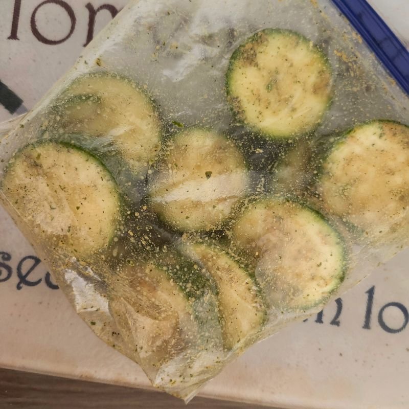 Healthy Baked Zucchini 12 seasoning zucchini in baggie