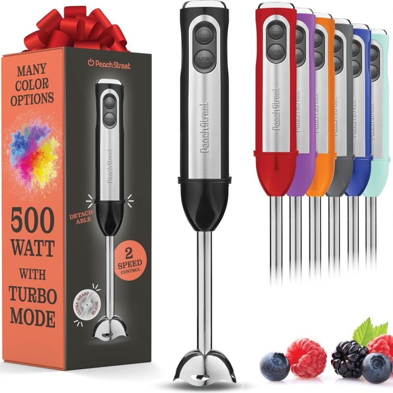 Electric Hand Blender, 500 Watt with Turbo Mode and Detachable Base