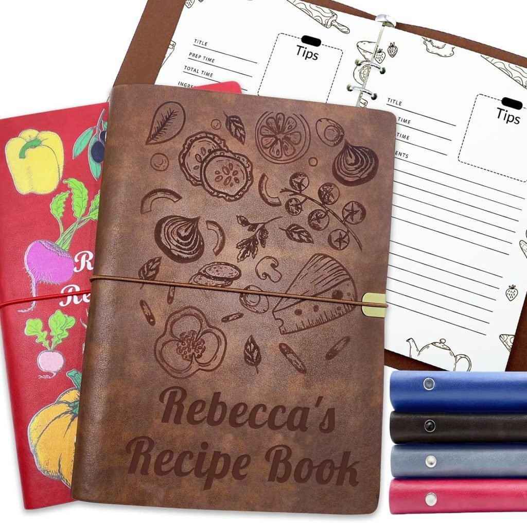 Awesome Gift Ideas for Foodies 11 Personalized Leather Recipe Book with Custom Engraved Lettering