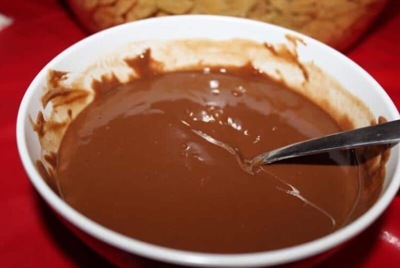 Valentine’s Day Muddy Buddies 12 melted chocolate in bowl