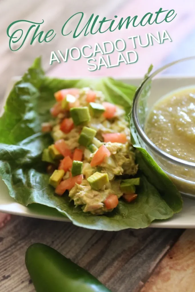 The Ultimate Avocado Tuna Salad Wrap (High-Protein & Low Calorie Lunch) 12 A close-up of a high-protein avocado tuna salad wrap on a plate